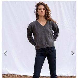 Paneros Jolene V Neck Sweater in Charcoal Size Medium